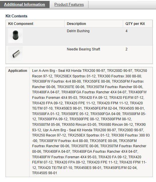 A-ARM KIT Lower Honda TRX, ALLBALLS 50-1038 TRX200-450 thumbnail 4