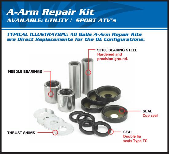 A-ARM SEAL KIT YFZ450R 09-18, ALLBALLS 50-1058 YAMAHA thumbnail 4