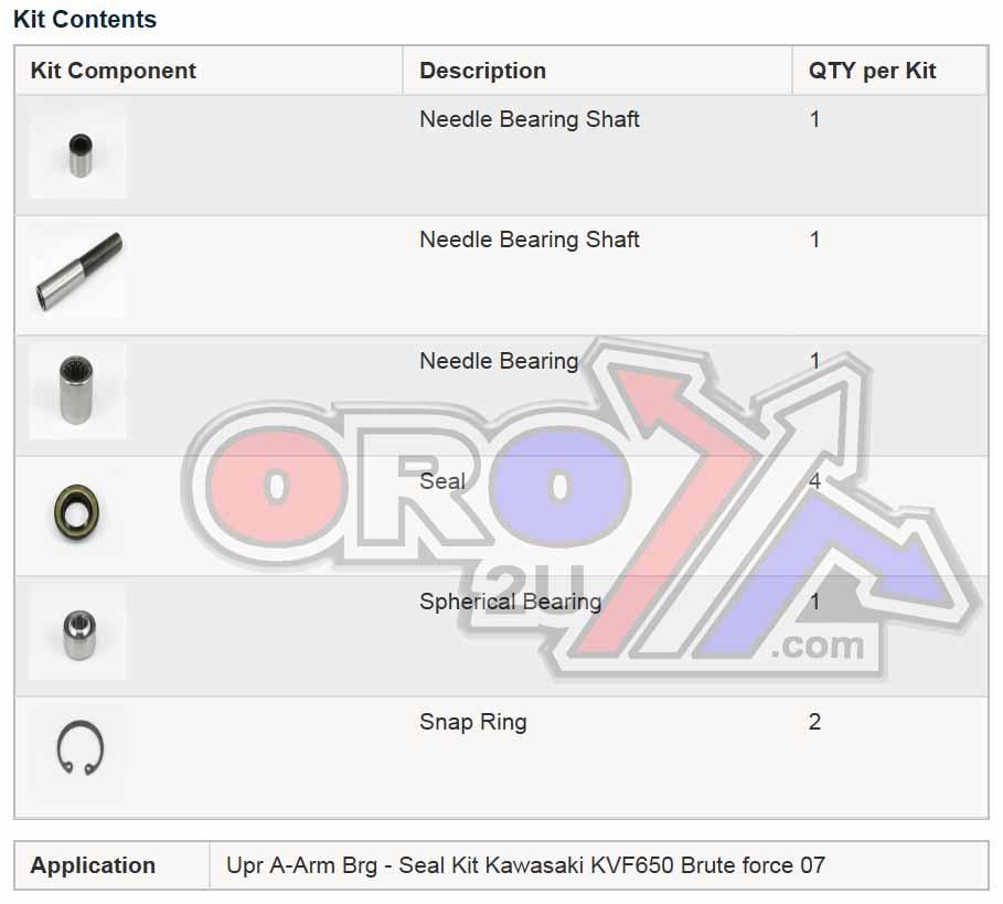 A-ARM KIT UPPER KVF750 QUAD, ALLBALLS 50-1044 BRUTE FORCE thumbnail 3