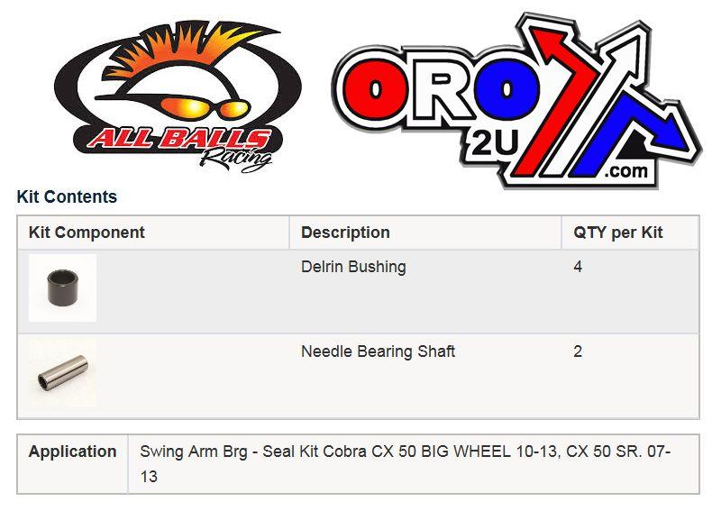 SWINGARM BEARING KIT ALLBALLS, ALLBALLS 28-1208 COBRA 50 thumbnail 3