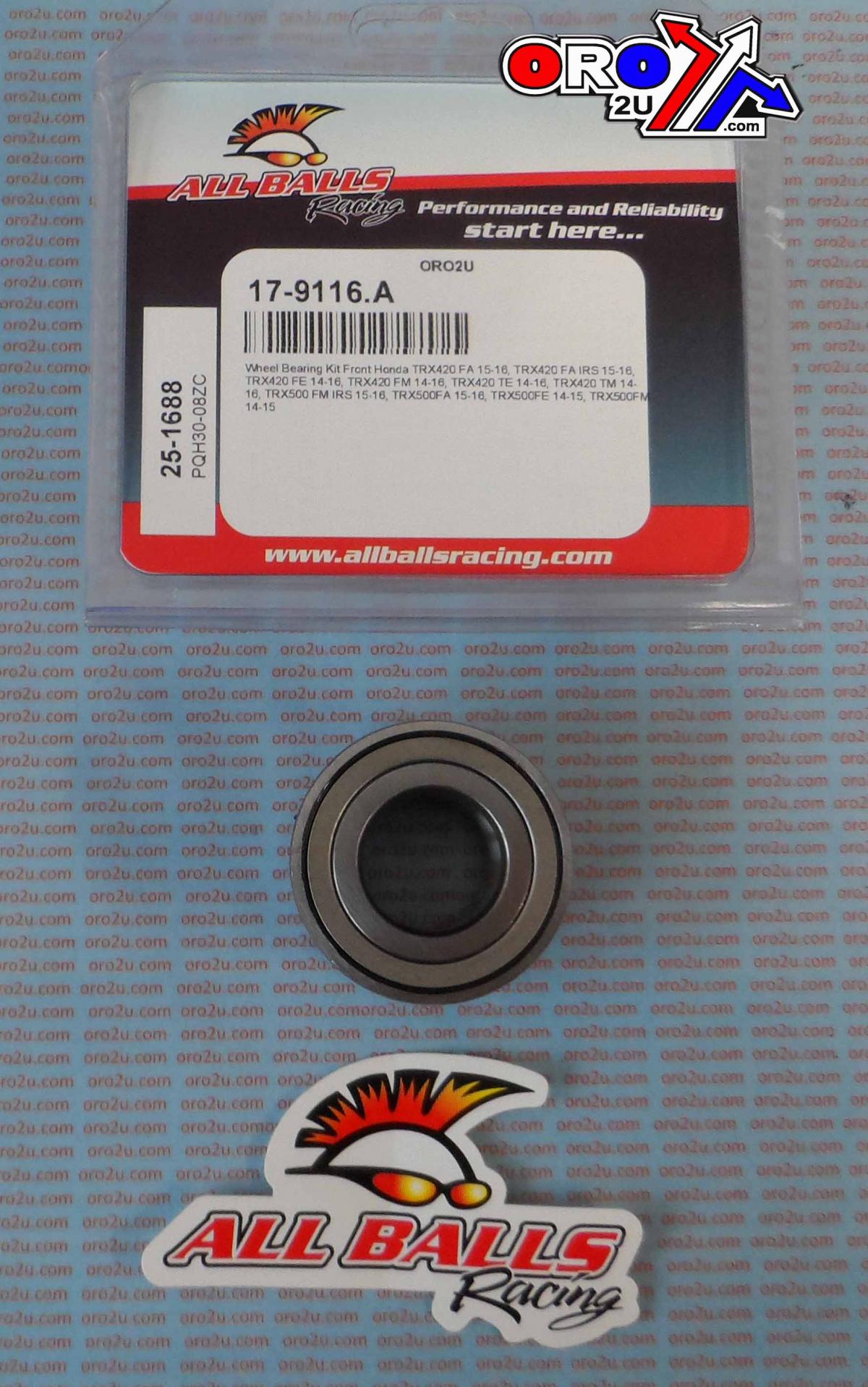 WHEEL BEARING KIT FRONT 14-22 HONDA TRX 420-520, ALLBALLS 25-1688 ATV thumbnail 2