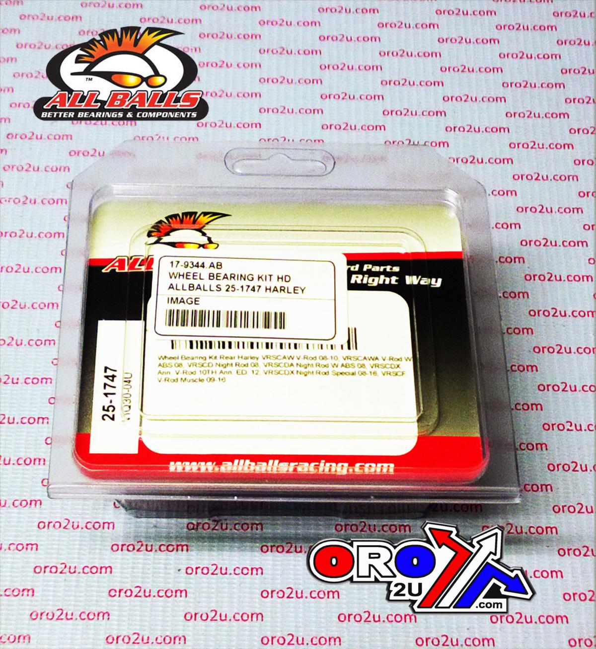 WHEEL BEARING KIT REAR 08-17 HARLEY VROD, ALLBALLS 25-1747 ROAD thumbnail 3