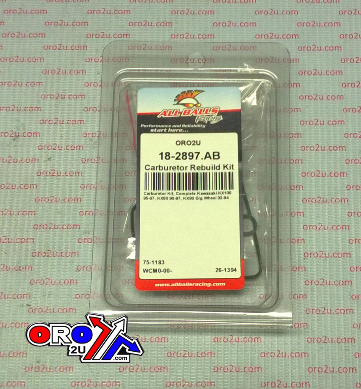CARBURETOR REBUILD KIT 90-97 KX80/100, ALLBALLS 26-1394 DIRT thumbnail 3