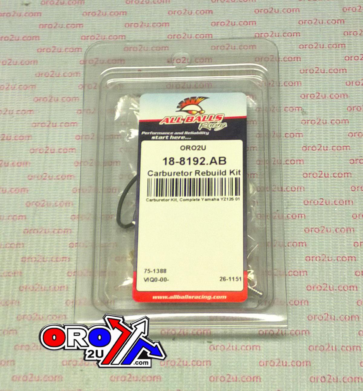 CARBURETOR REBUILD KIT 2001 YAM YZ125, ALLBALLS 26-1151 DIRT thumbnail 3