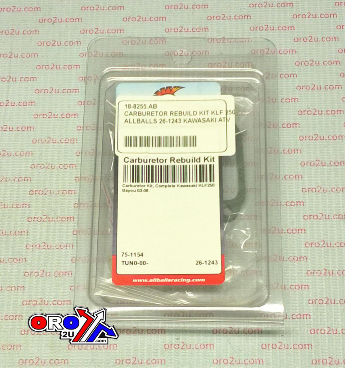 CARBURETOR REBUILD KIT 03-06 KAW KLF250, ALLBALLS 26-1243 ATV thumbnail 3