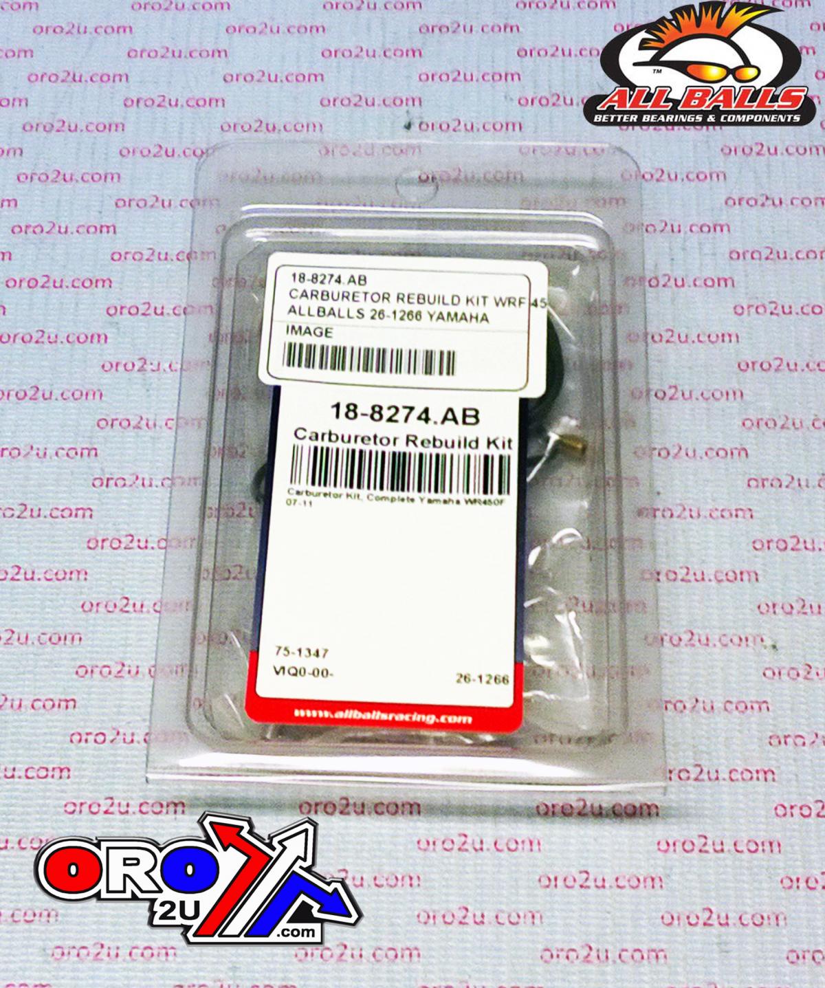 CARBURETOR REBUILD KIT 07-11 YAM WR450F, ALLBALLS 26-1266 DIRT thumbnail 3