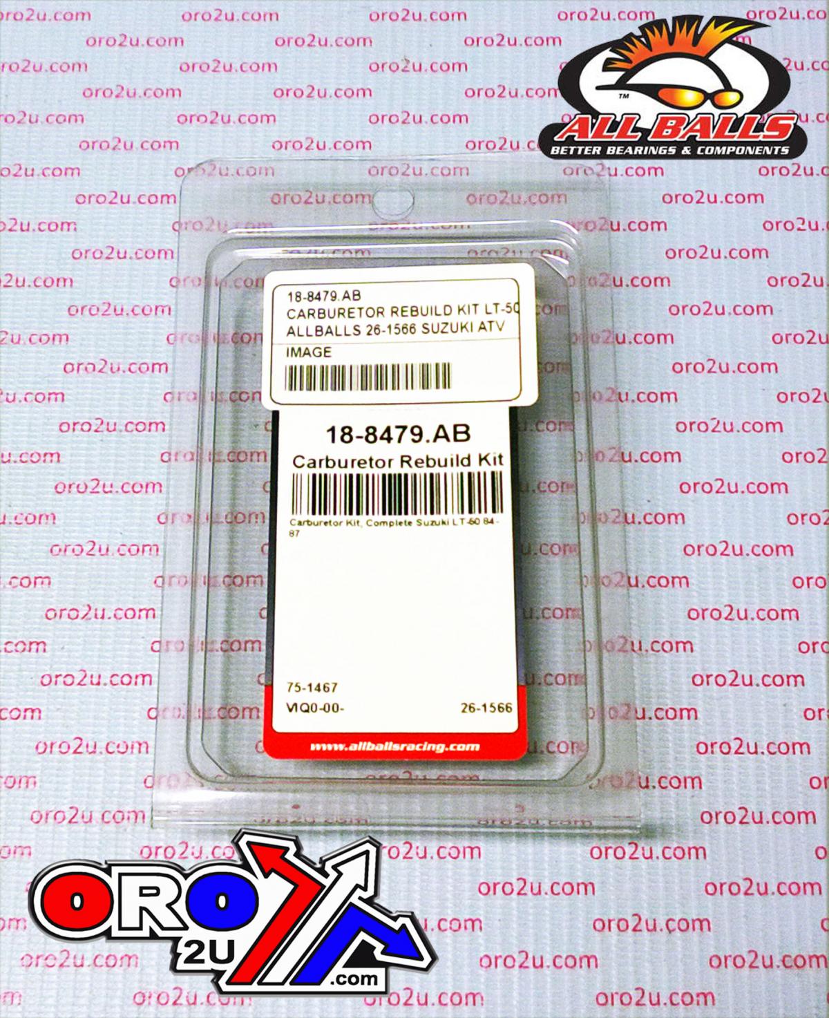 CARBURETOR REBUILD KIT 84-87 SUZ LT-50, ALLBALLS 26-1566 ATV thumbnail 3
