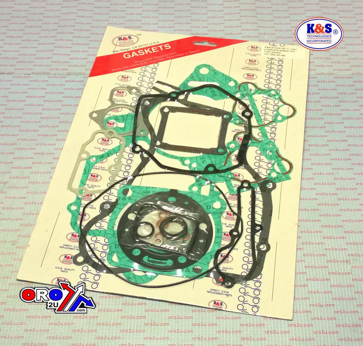 GASKET FULL SET 87-89 CR125, K&S 71-1001 HONDA image 1