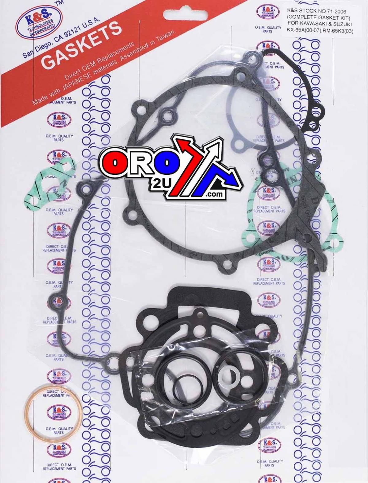 GASKET FULL SET 00-18 KX65RM65, SET COMPLETE K&S 71-2006 image 1