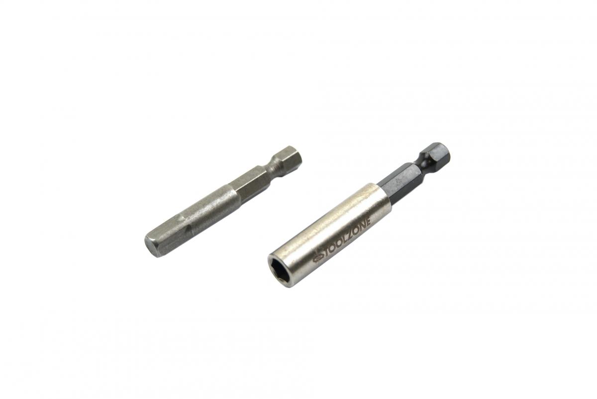 MAGNETIC BIT HOLDER AND ADAPTOR 2PC 1/4 DRIVE 50mm 60mm - TOOLZONE KDPSD240 thumbnail 2