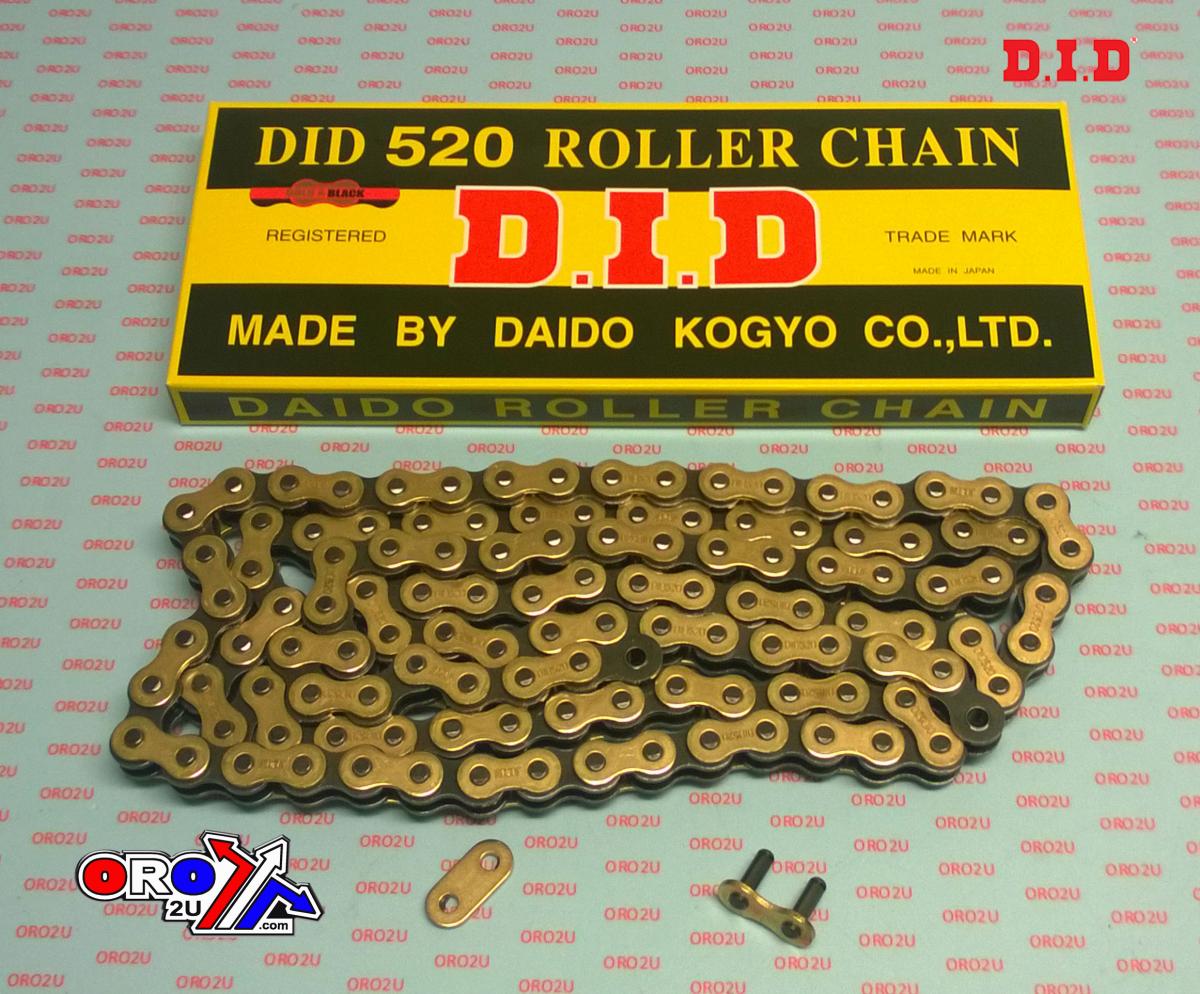 DID 520 CHAIN 120L GOLD (RJ), GOLD & BLACK LINKS DID520GB120 thumbnail 2