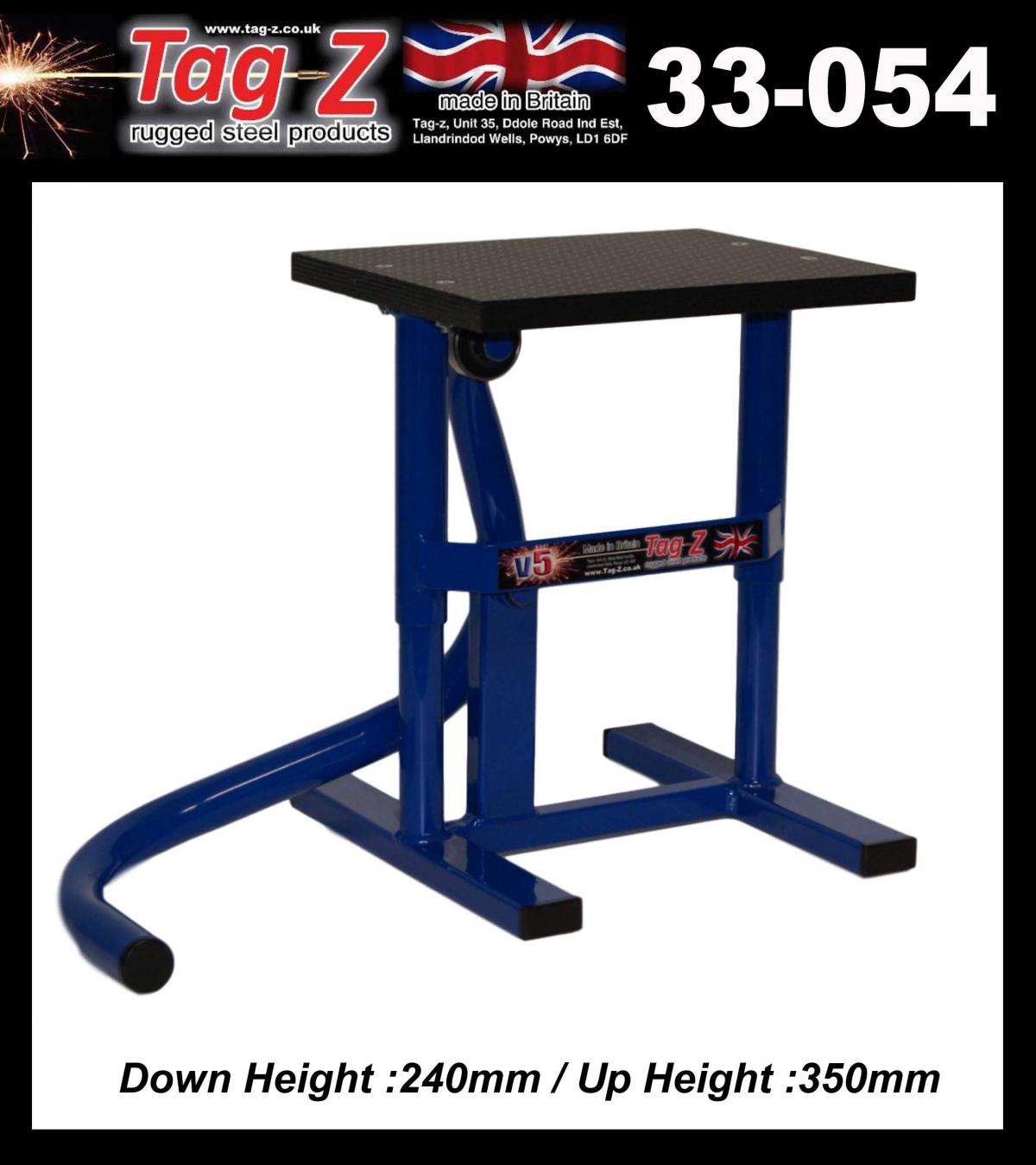 HD JACK-UP-STAND TWIN LEG v5, SCHOOL BOY / SUPER MOTO STAND, MEDIUM STAND 350mm HIGH thumbnail 2