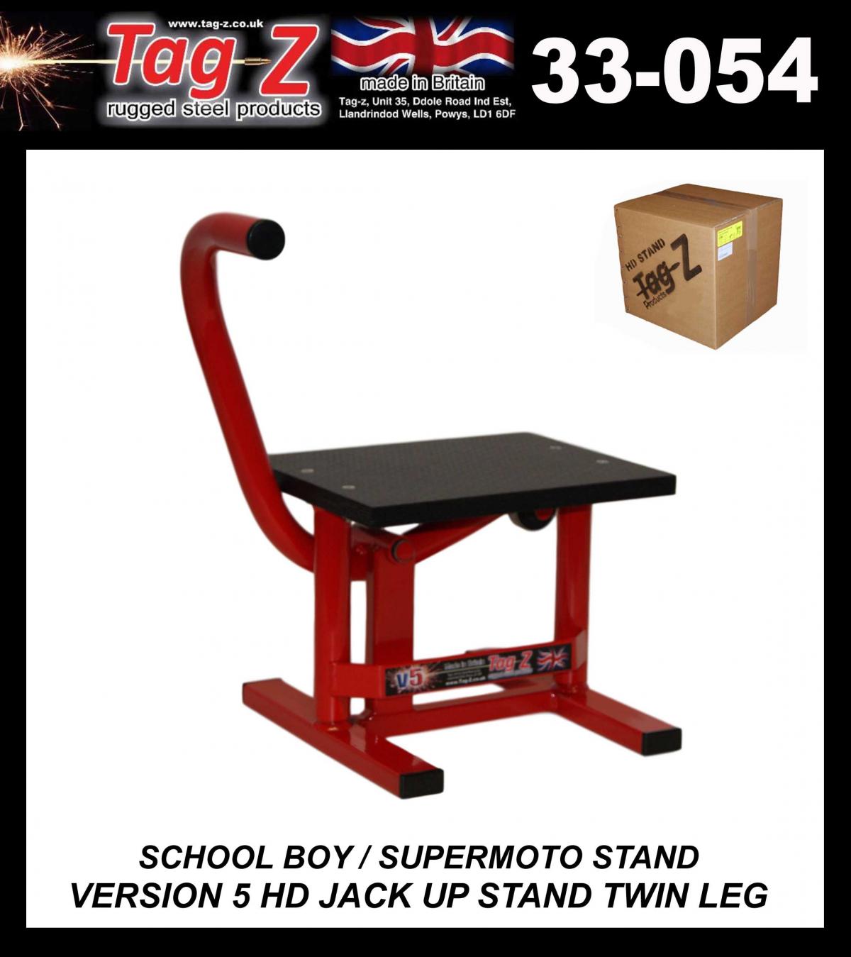 HD JACK-UP-STAND TWIN LEG v5, SCHOOL BOY / SUPER MOTO STAND, MEDIUM STAND 350mm HIGH thumbnail 2