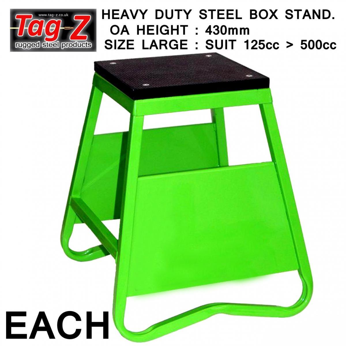 HEAVY DUTY STEEL BOX STAND MX, LARGE / 430mm HIGH MX STAND, THIS STAND DOESN'T COME WITH THE MOTO STICKER NOW thumbnail 2