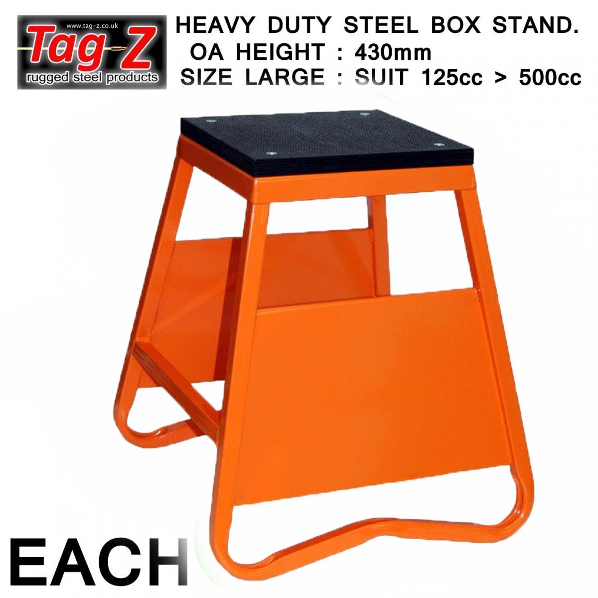 HEAVY DUTY STEEL BOX STAND MX, LARGE / 430mm HIGH MX STAND, THIS STAND DOESN'T COME WITH THE MOTO STICKER NOW thumbnail 2