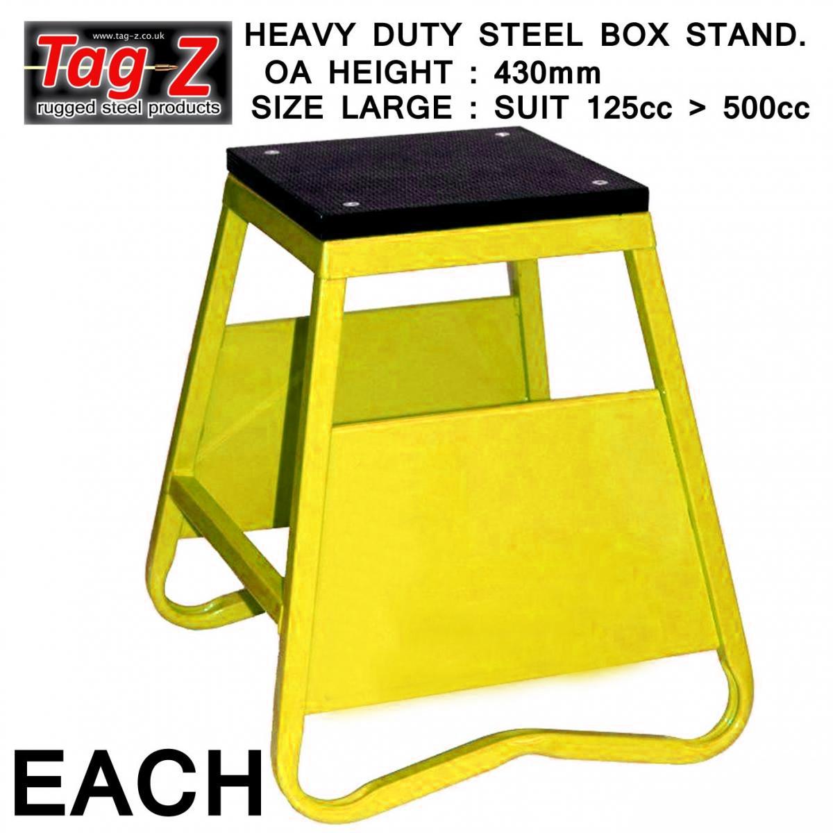 HEAVY DUTY STEEL BOX STAND MX, LARGE / 430mm HIGH MX STAND, THIS STAND DOESN'T COME WITH THE MOTO STICKER NOW thumbnail 2