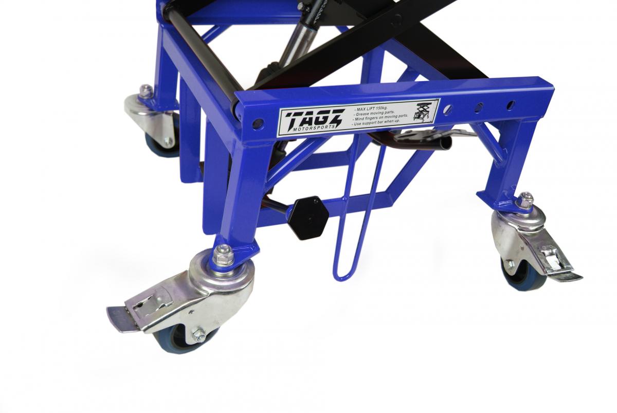 TAGZ WHEEL ABOUT LIFT BLUE BLACK HYDRAULIC SCISSOR STAND MAX LIFT WEIGHT 150KG thumbnail 3