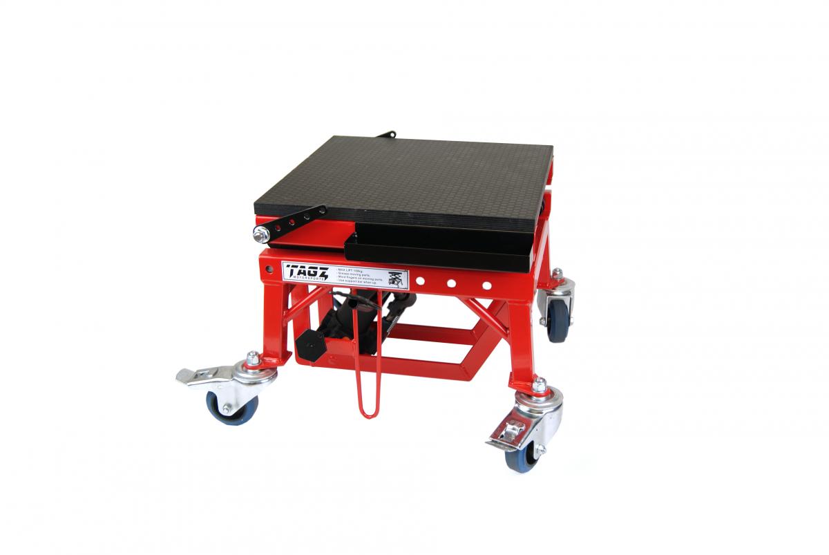 TAGZ WHEEL ABOUT LIFT 150KG (FREIGHT), RED/BLACK HYDRAULIC SCISSOR STAND, MAX LIFT WEIGHT 150KG thumbnail 2