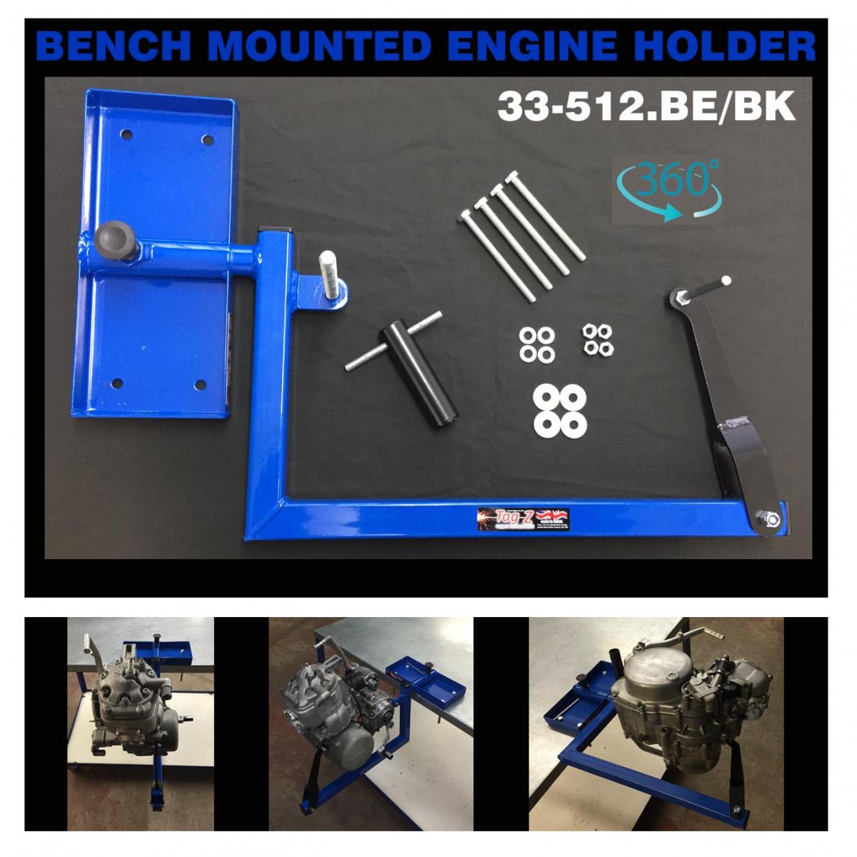 ENGINE HOLDER BENCH MOUNTED, BLUE REBUILD HOLDER., ENGINE STAND thumbnail 2