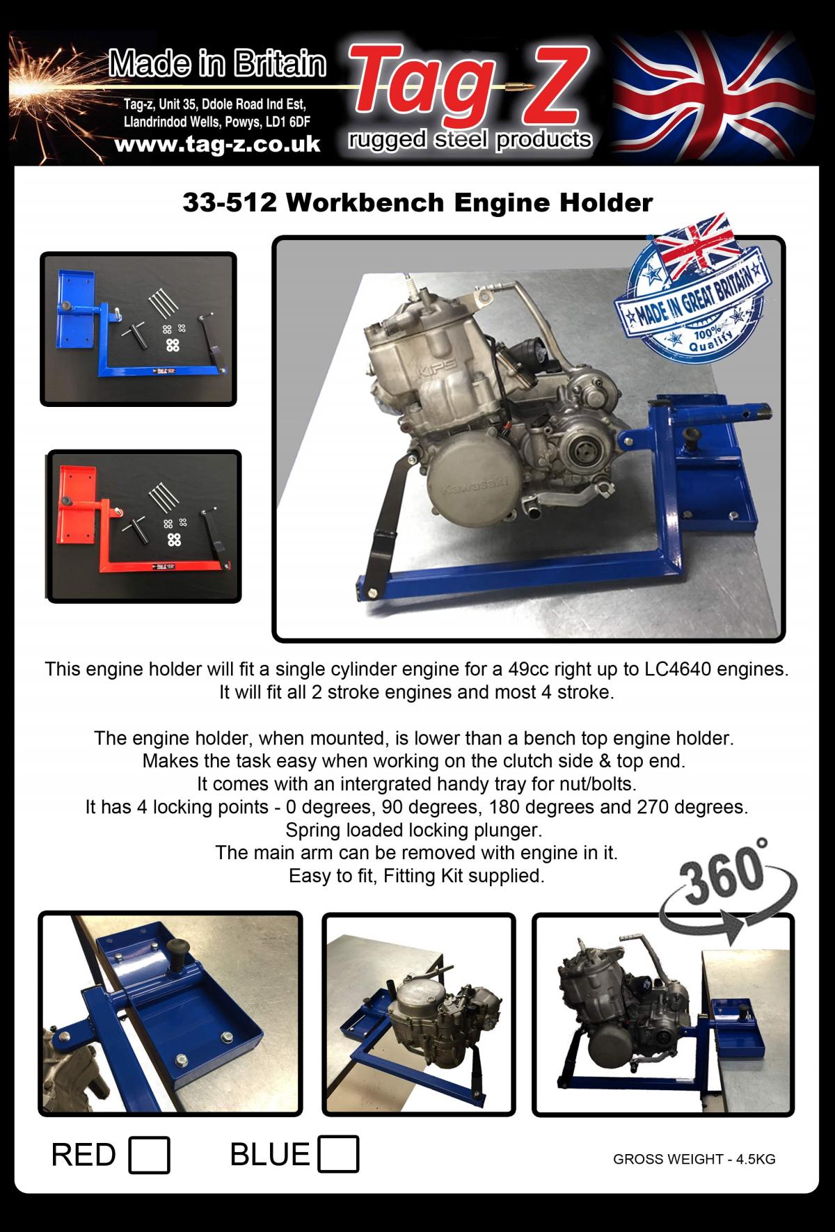 ENGINE HOLDER BENCH MOUNTED, BLUE REBUILD HOLDER., ENGINE STAND thumbnail 4