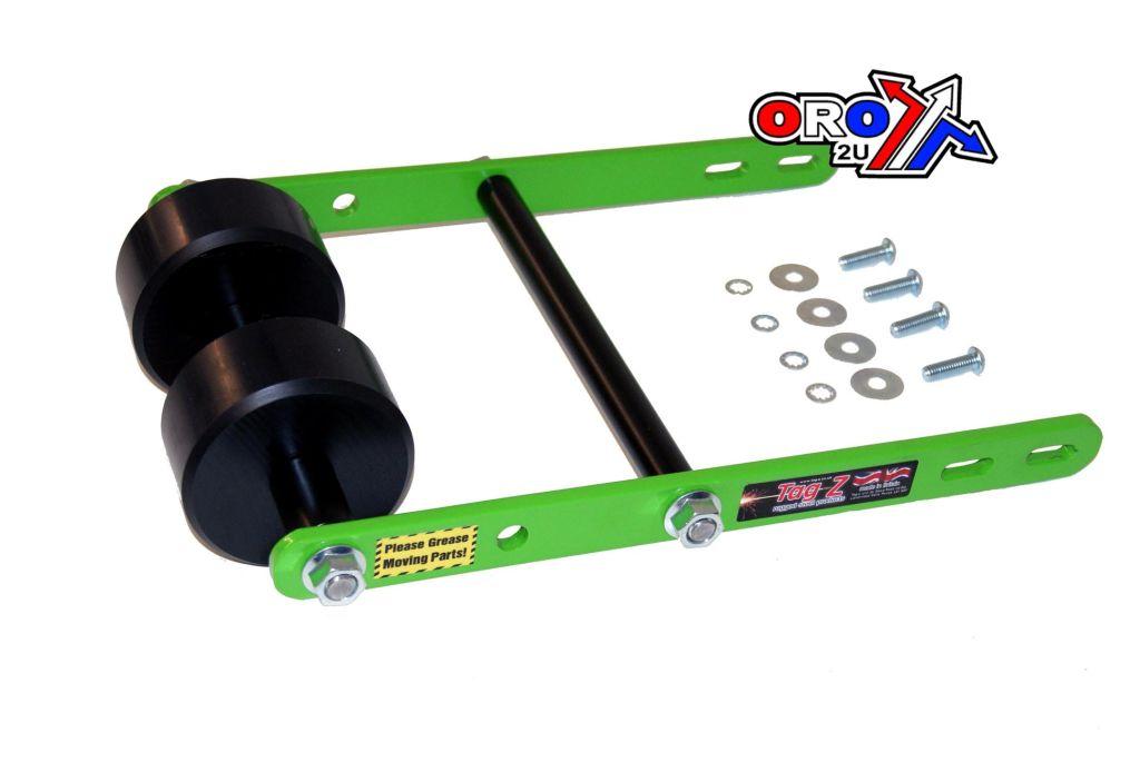 WHEELIE BAR 2 ROLLER TAG-Z GREEN, ATV QUAD WHEELIE SAVER / CATCH, 3.4KG Size 34x22x7cm thumbnail 2