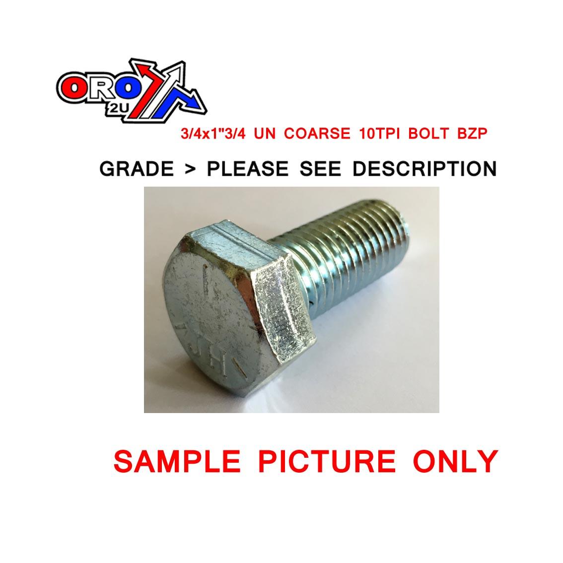 3/4x1''3/4 UNC 10TPI BOLT BZP, EACH image 1