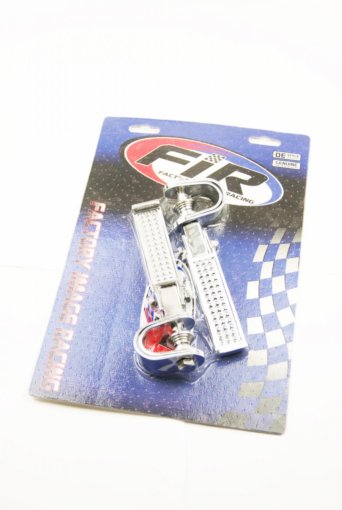 FOOT REST PEG SET UNIVERSAL FOLDING STEEL ALL CHROME FINISH thumbnail 2