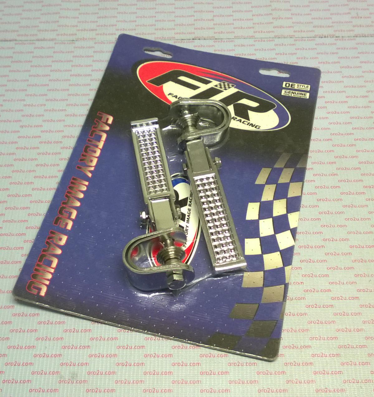 FOOT REST PEG SET UNIVERSAL FOLDING STEEL ALL CHROME FINISH thumbnail 3