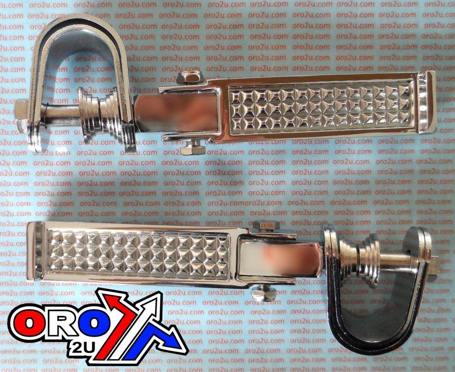 FOOT REST PEG SET UNIVERSAL FOLDING STEEL ALL CHROME FINISH thumbnail 4