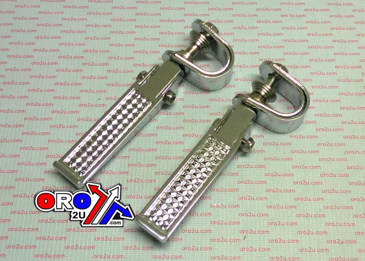 FOOT REST PEG SET UNIVERSAL FOLDING STEEL ALL CHROME FINISH thumbnail 5