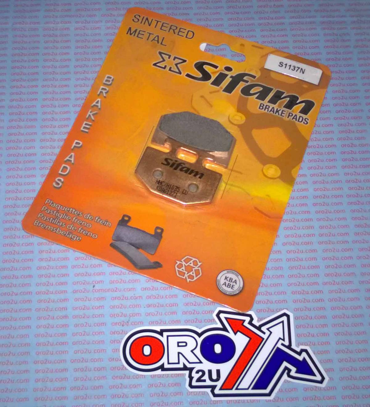 BRAKE PADS DISC SINTERED METAL, SIFAM S1137N (SFA176) thumbnail 2