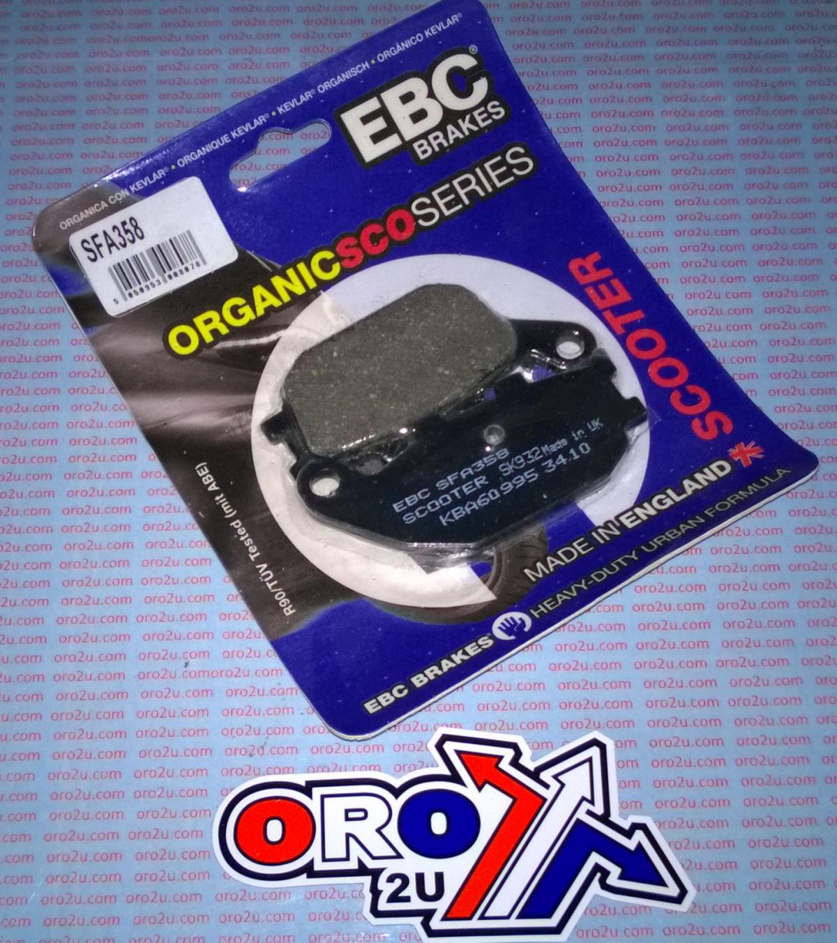 BRAKE PADS STD SCOOTER ORGANIC, EBC SFA358, KEVLAR BACK thumbnail 4