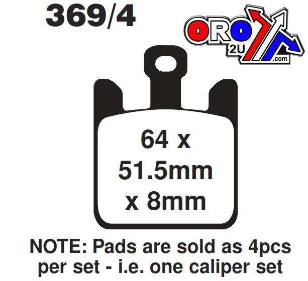 BRAKE PADS SINTERED METAL HH, EBC FA369/4HH SET/4 PCS thumbnail 6
