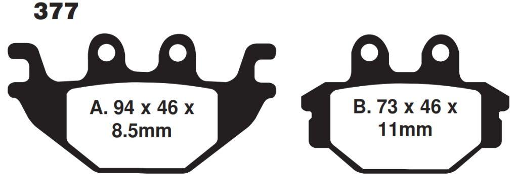 BRAKE PADS STD KEVLAR ORGANIC, FA377 EBC, BLACK SEMI-METAL thumbnail 3