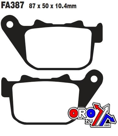 BRAKE PADS STD KEVLAR ORGANIC, FA387 EBC, BLACK SEMI-METAL thumbnail 2