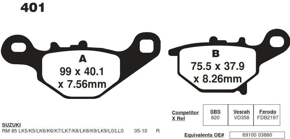BRAKE PADS STD EBC FA401TT thumbnail 3