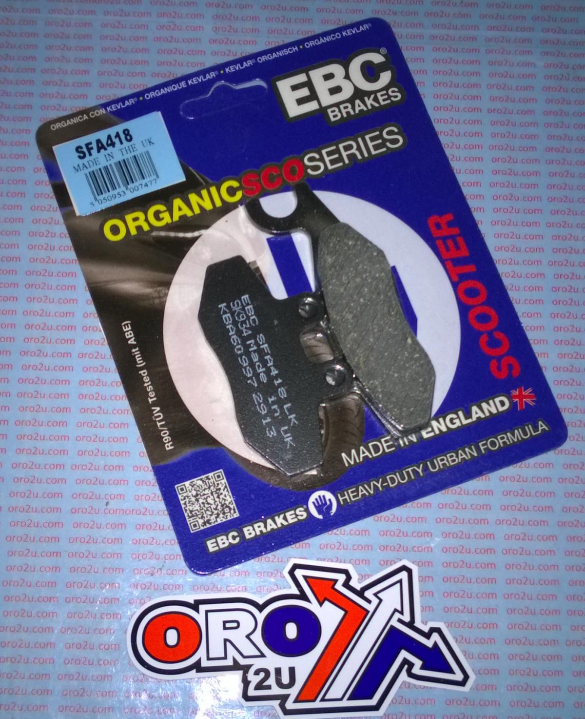 BRAKE PADS STD SCOOTER ORGANIC, EBC SFA418 thumbnail 2
