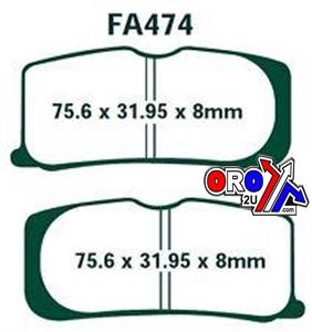 BRAKE PADS STD KEVLAR ORGANIC, EBC FA474 SEMI METAL, 39-474 thumbnail 2