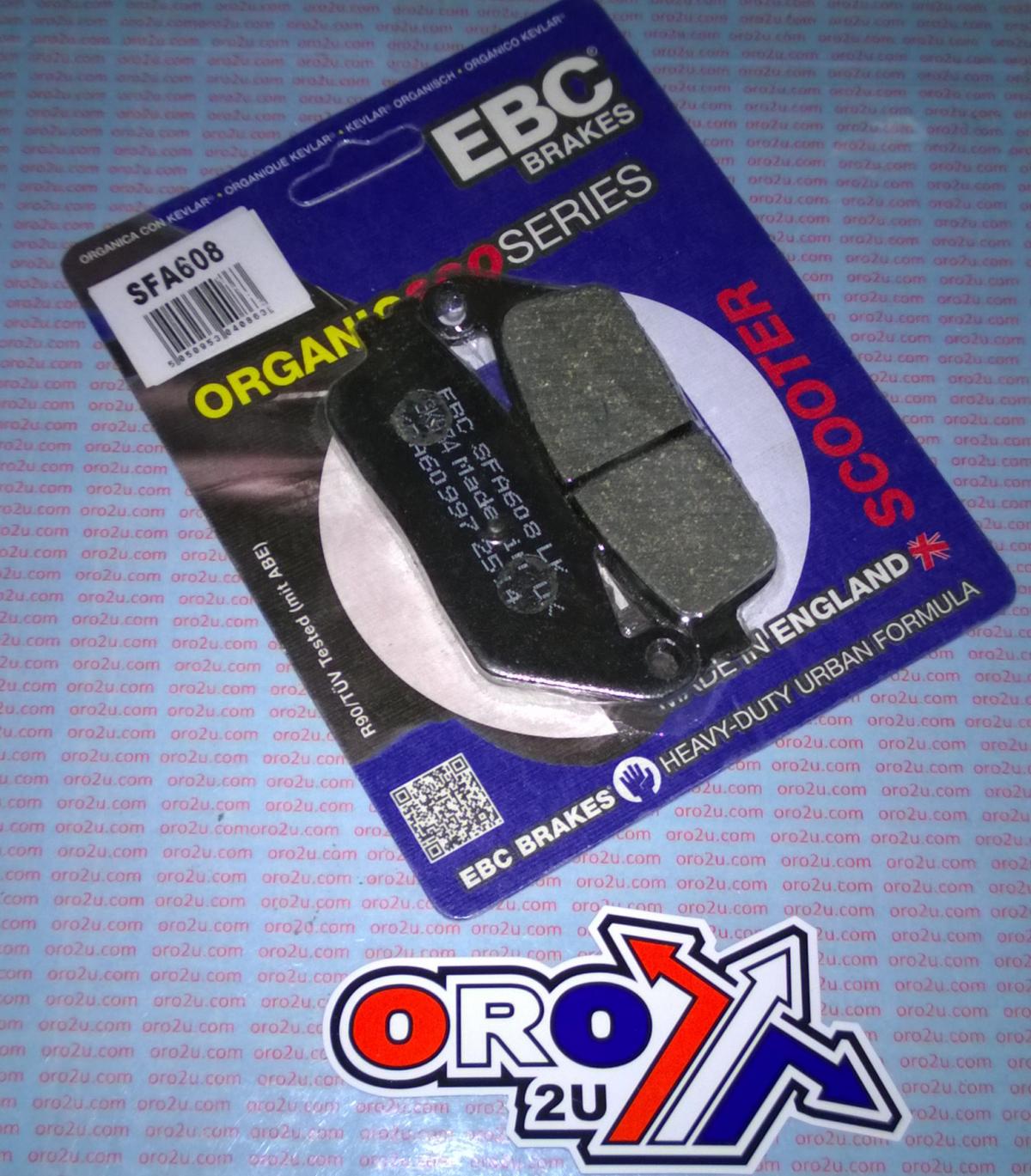 BRAKE PADS STD SCOOTER ORGANIC, EBC SFA608, KEVLAR BACK, KAWASAKI, KYMCO image 1