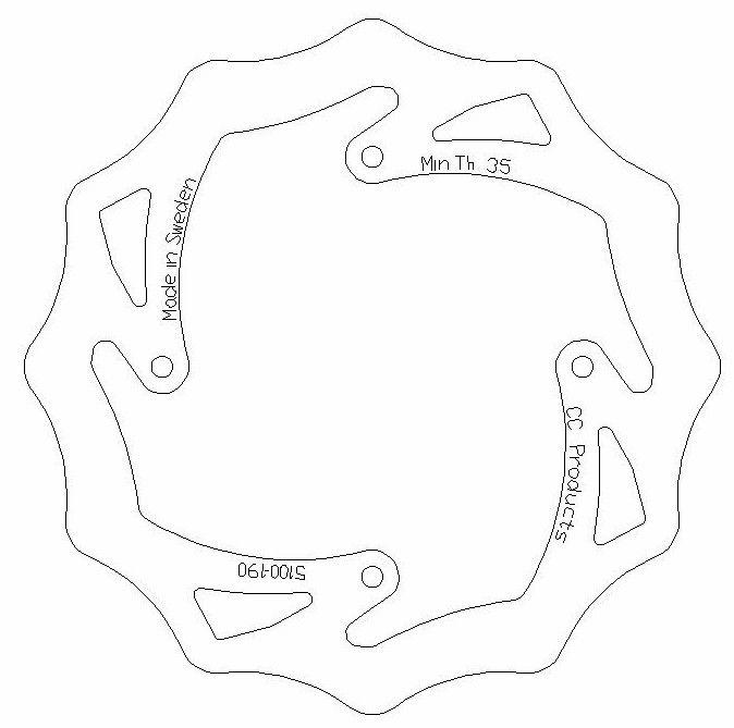 DISC BRAKE REAR KTM85 WAVE, CROSS-CENTER 5100-190 thumbnail 2