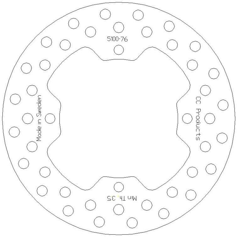 DISC BRAKE REAR HUSQ ROUND, CROSS-CENTER PRODUCT 5100-076 thumbnail 2