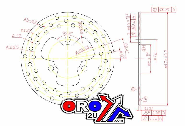 DISC BRAKE FRONT HONDA TRX 250-700 MDS370 thumbnail 2