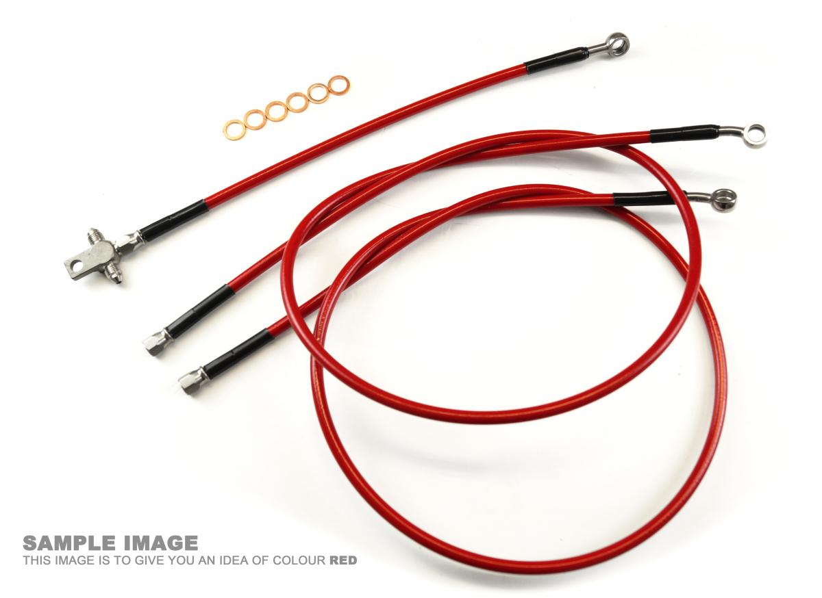 HOSE FRONT BRAKE RED +2, HONDA TRX450R 04-09, KIT/3 FIR, KIT DONE image 1