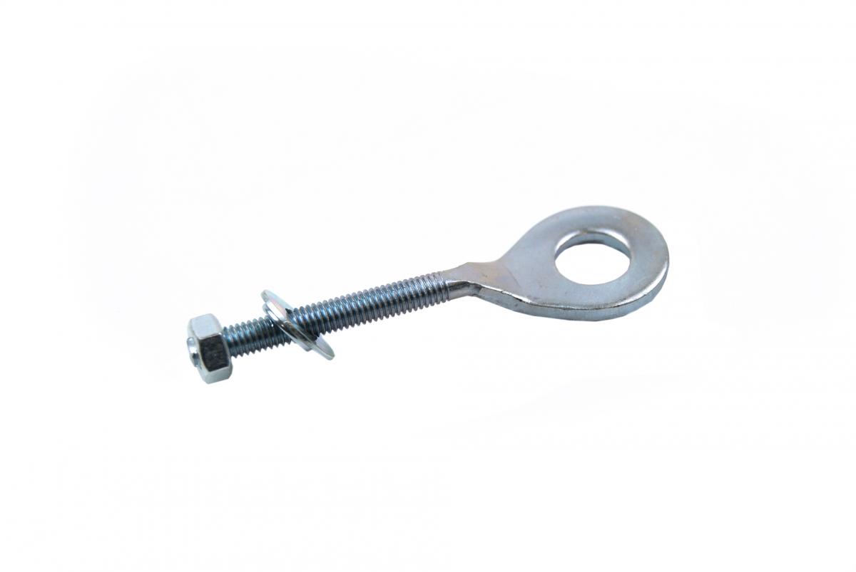 CHAIN ADJUSTER WHEEL PULLER 12mm HOLE M6 STUD STEEL BPZ SILVER