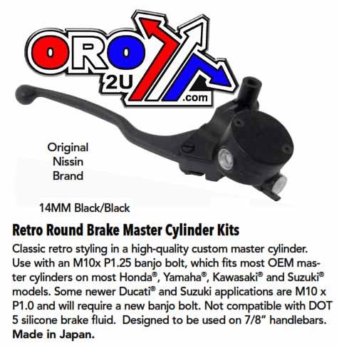 MASTER CYLINDER RETRO 14mm, BLACK BODY WITH BLACK LEVER., 32-1188 thumbnail 2