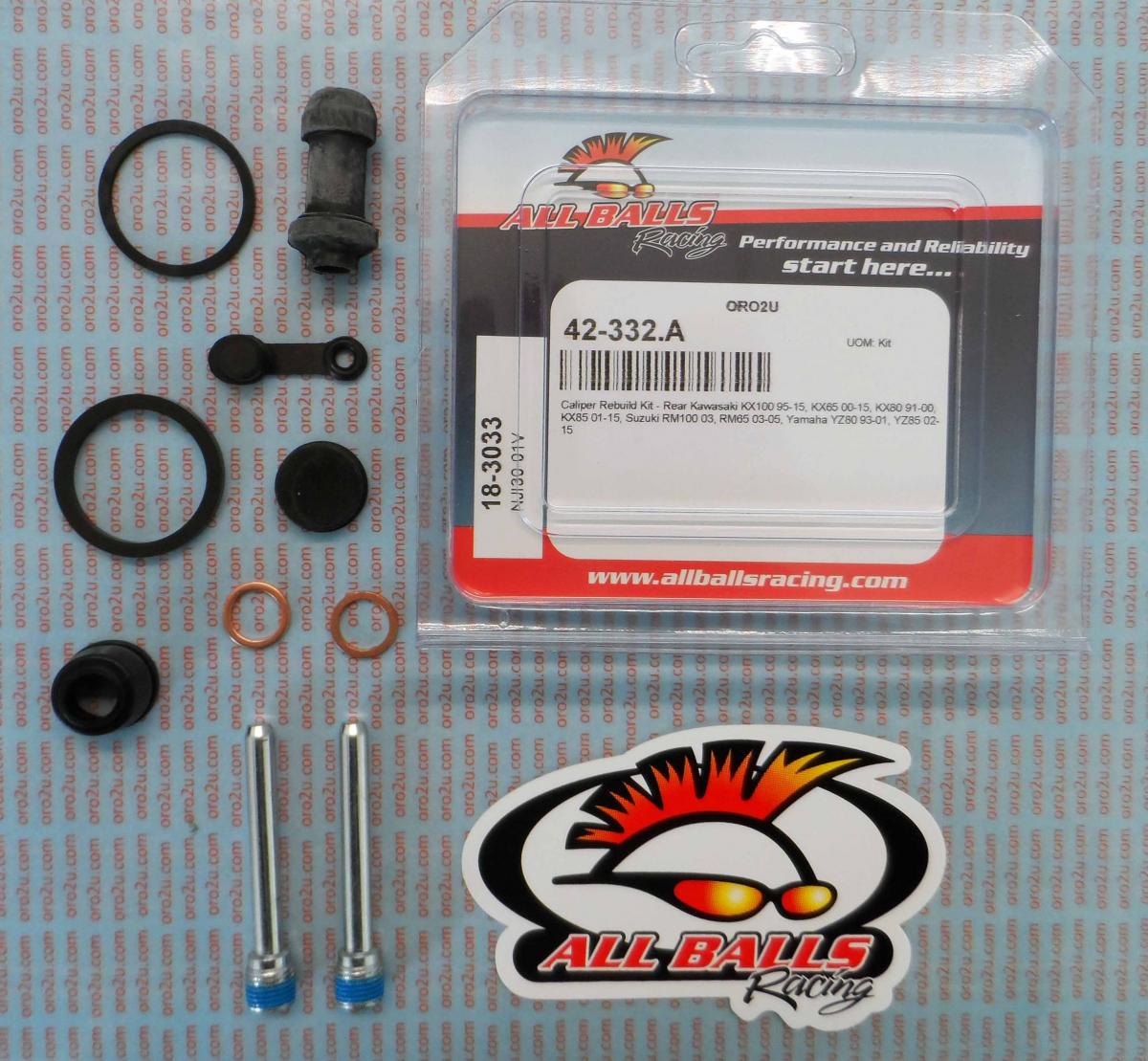 BRAKE CALIPER REBUILD KIT ALLBALLS, ALLBALLS 18-3033 KAW/SUZ/YAM 65-140 REAR thumbnail 2