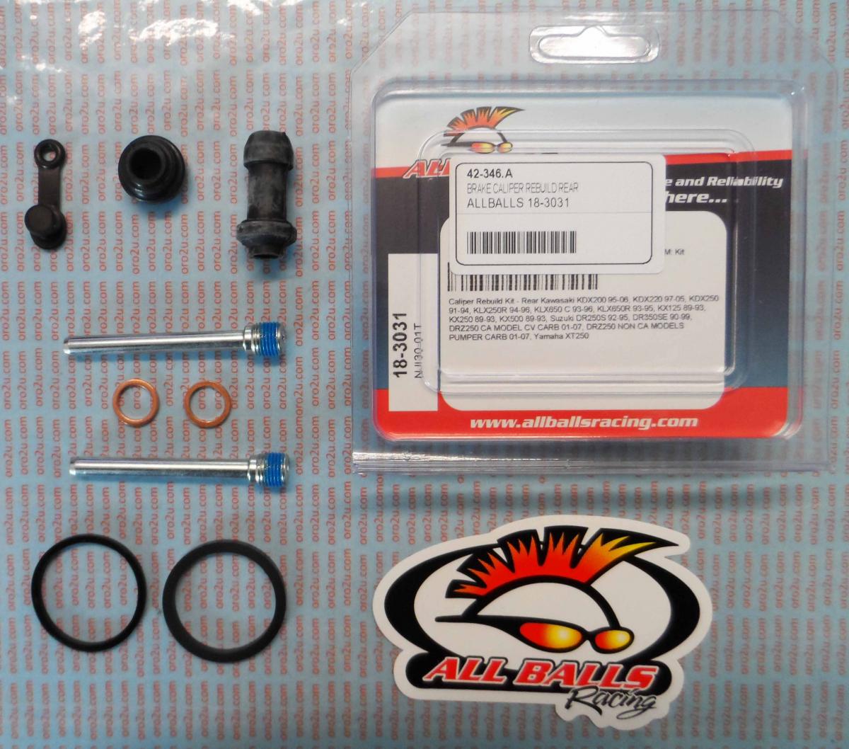 BRAKE CALIPER REBUILD KIT ALLBALLS, ALLBALLS 18-3031 KAW KDX/KLX/KX/SUZ DR/YAM XT REAR thumbnail 2