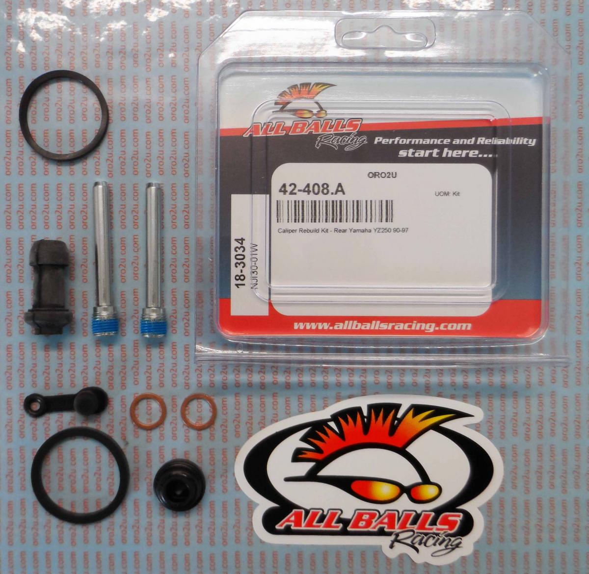 BRAKE CALIPER REBUILD KIT ALLBALLS, ALLBALLS 18-3034 YAM YZ250 90-97 REAR thumbnail 2