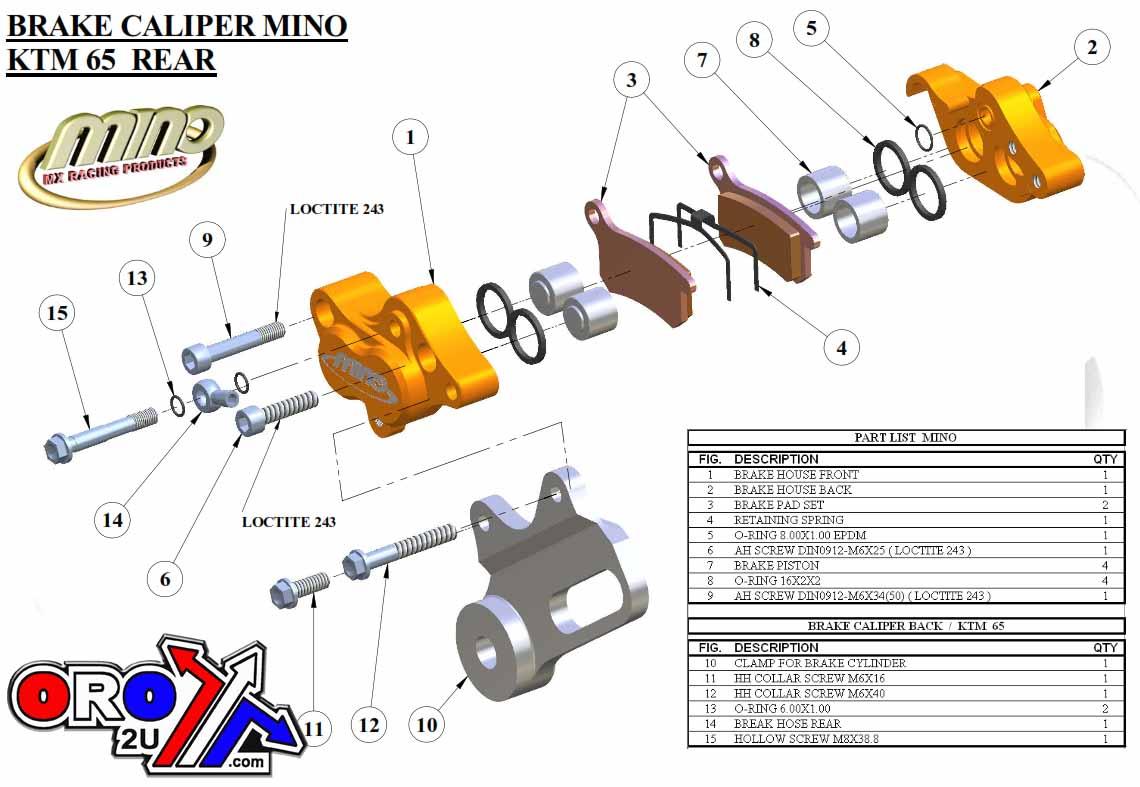 CALIPER 4-PISTON KTM50/65, MINO 30-3003 thumbnail 3