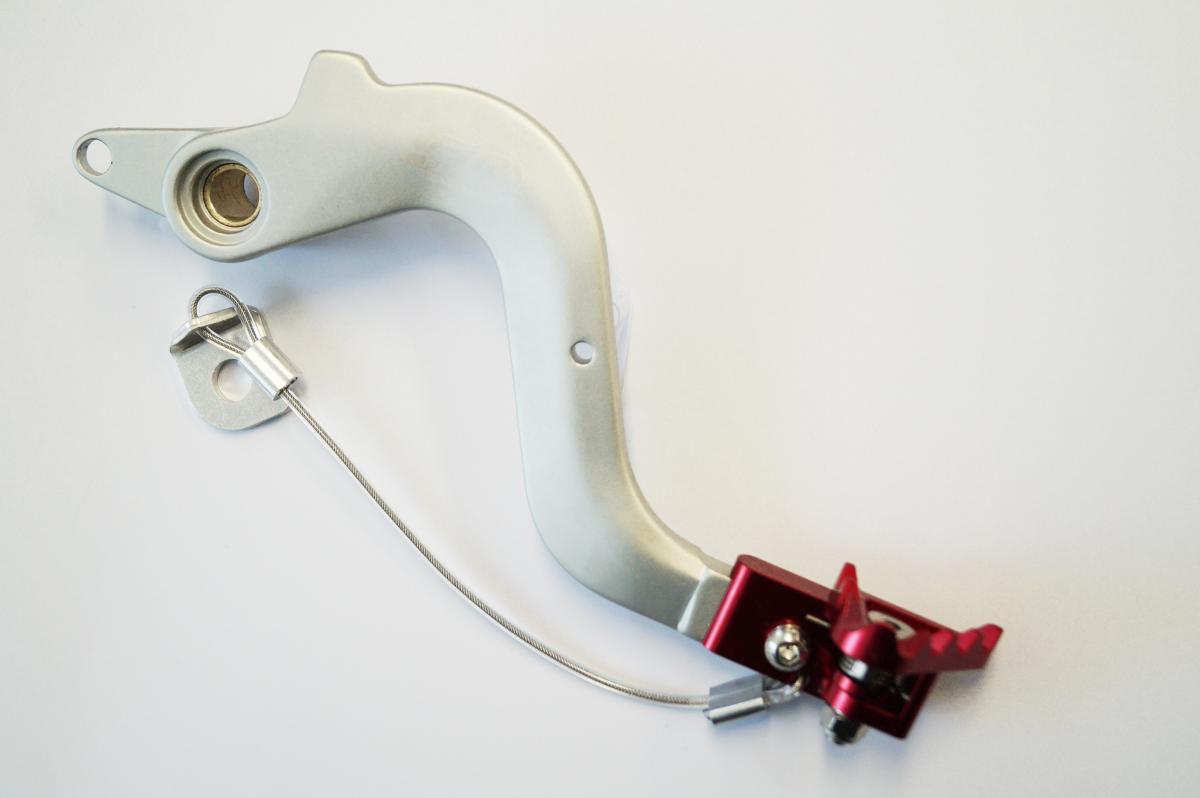 BRAKE PEDAL 97-11 GASGAS, SILVER WITH RED TIP, FIR BRAND ASB-079C